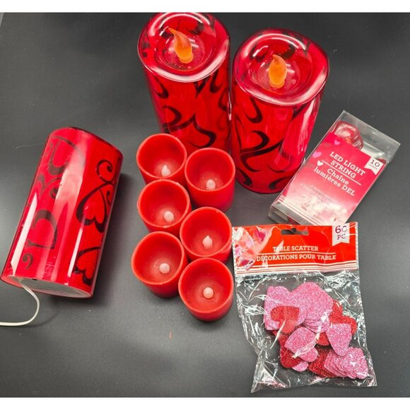 Valentines Day Decor Set With LED Light Candles String Lights & Hearts VL1800 - Picture 11 of 13